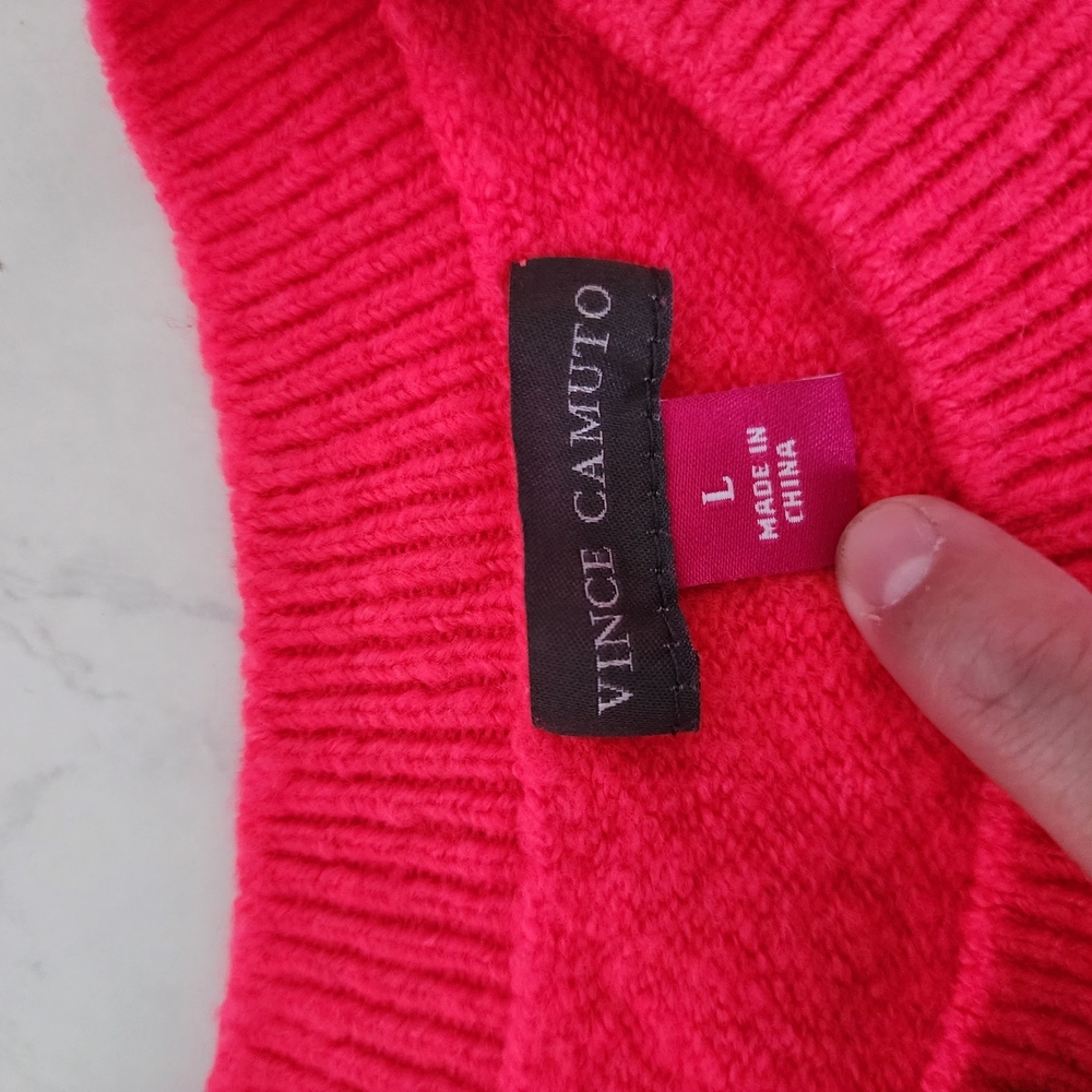 Vince Camuto Neon Hot Pink Crewneck Sweater Soft Knit Large - Picture 5 of 10